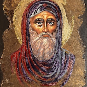 St Anthony 8"x5,5" Icono de colección sobre panel de madera, pintado a mano por Vera y Alexander Antanenka, certificado de autenticidad incluido