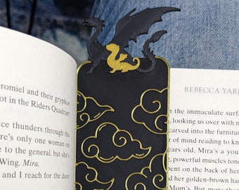 Black And Gold Dragon Bookmark - Made In The USA - Tairn And Andarna - Riorson And Sorrengail