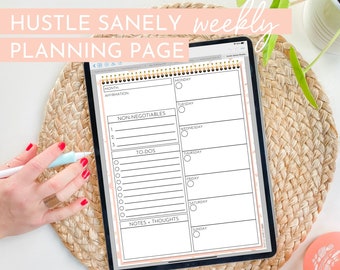 Hustle Sanely® Weekly Planning Notepad | Digital Planner