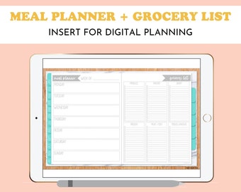 Meal Planner and Grocery List Insert for Digital Planning