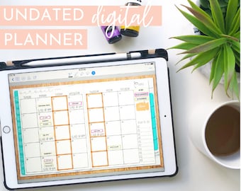 Undated Monthly Digital Planner | Marble + Turquoise | Hustle Sanely® Volume 1