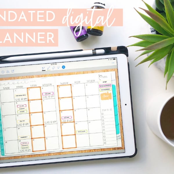 Undated Monthly Digital Planner | Marble + Turquoise | Hustle Sanely® Volume 1