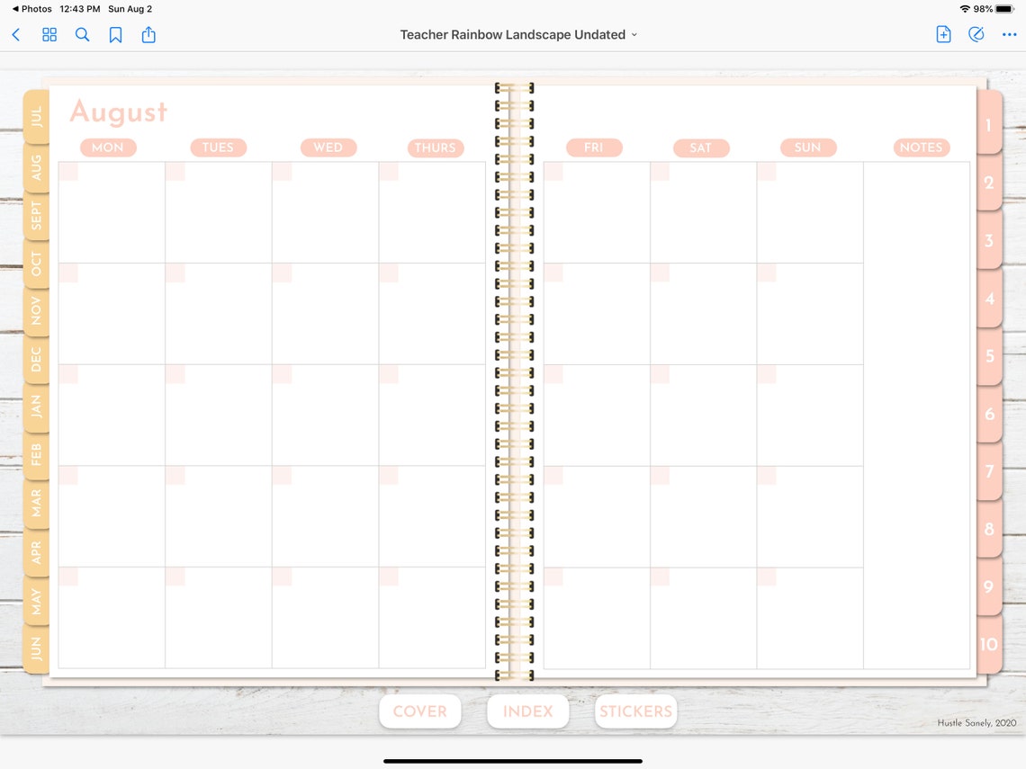Customizable Boho Rainbow Digital Teacher Planner | Undated Landscape ...