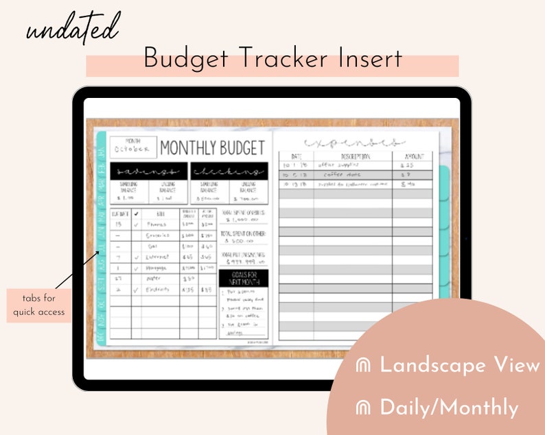 Budget Tracker Insert for Digital Planning 