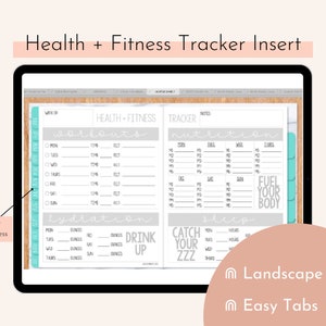 Health and Fitness Tracker Insert for Digital Planners