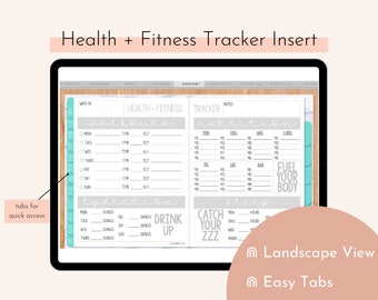 Health and Fitness Tracker Insert for Digital Planners