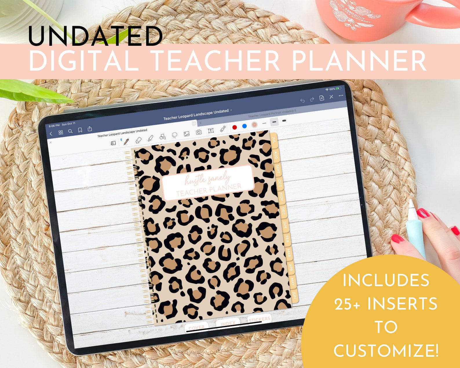 Customizable Leopard Digital Teacher Planner | Undated Landscape ...