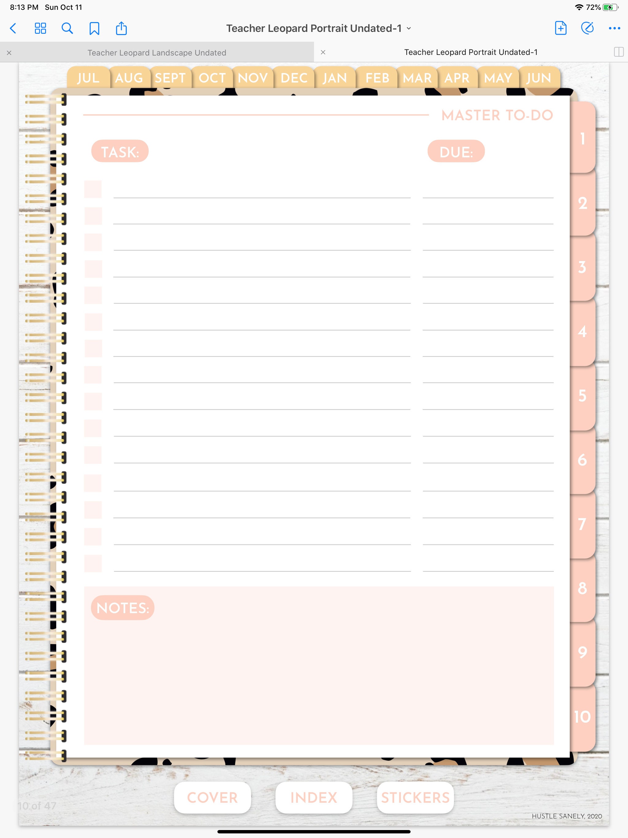 Customizable Leopard Digital Teacher Planner | Undated Portrait ...