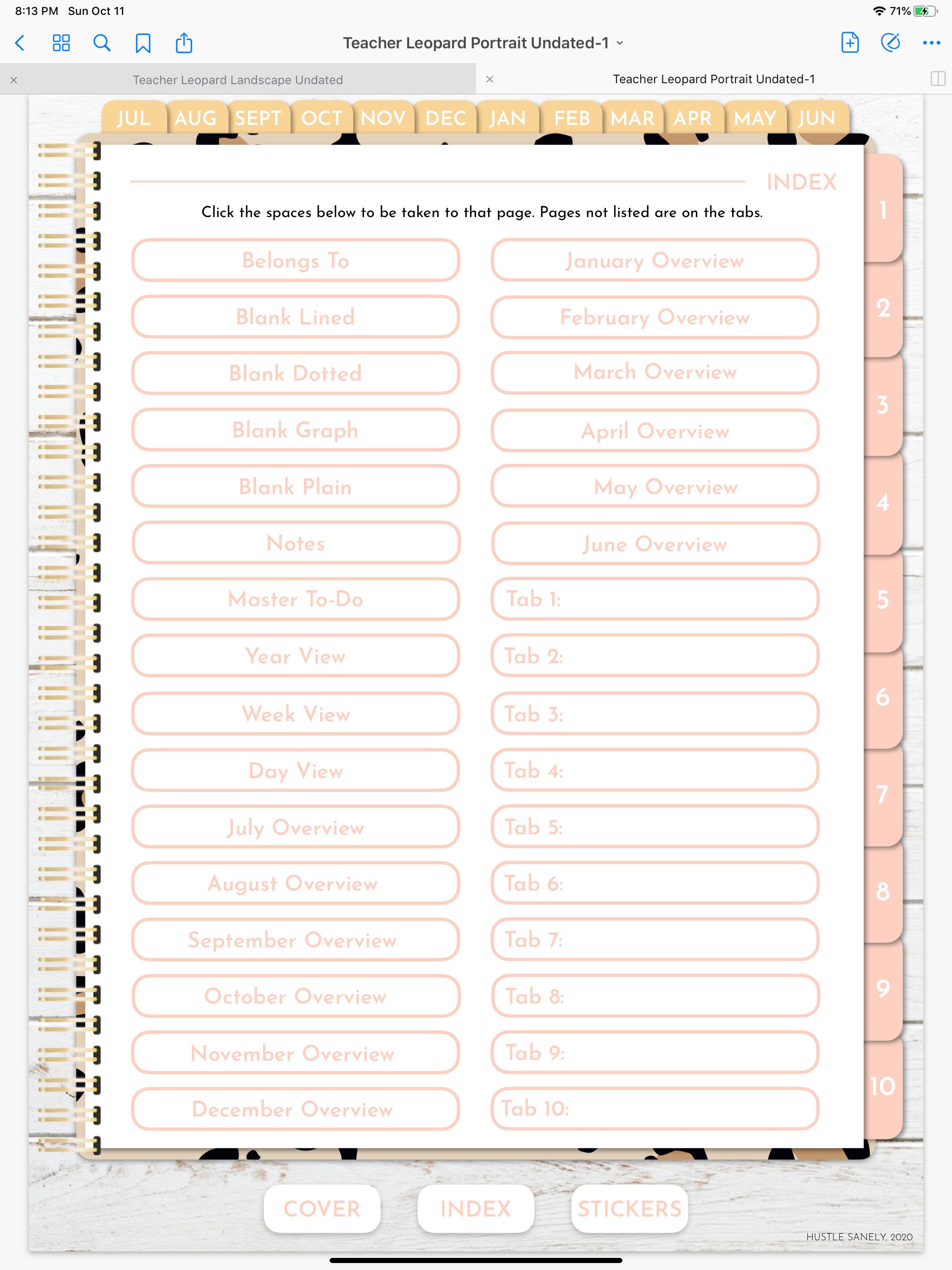 Customizable Leopard Digital Teacher Planner | Undated Portrait ...