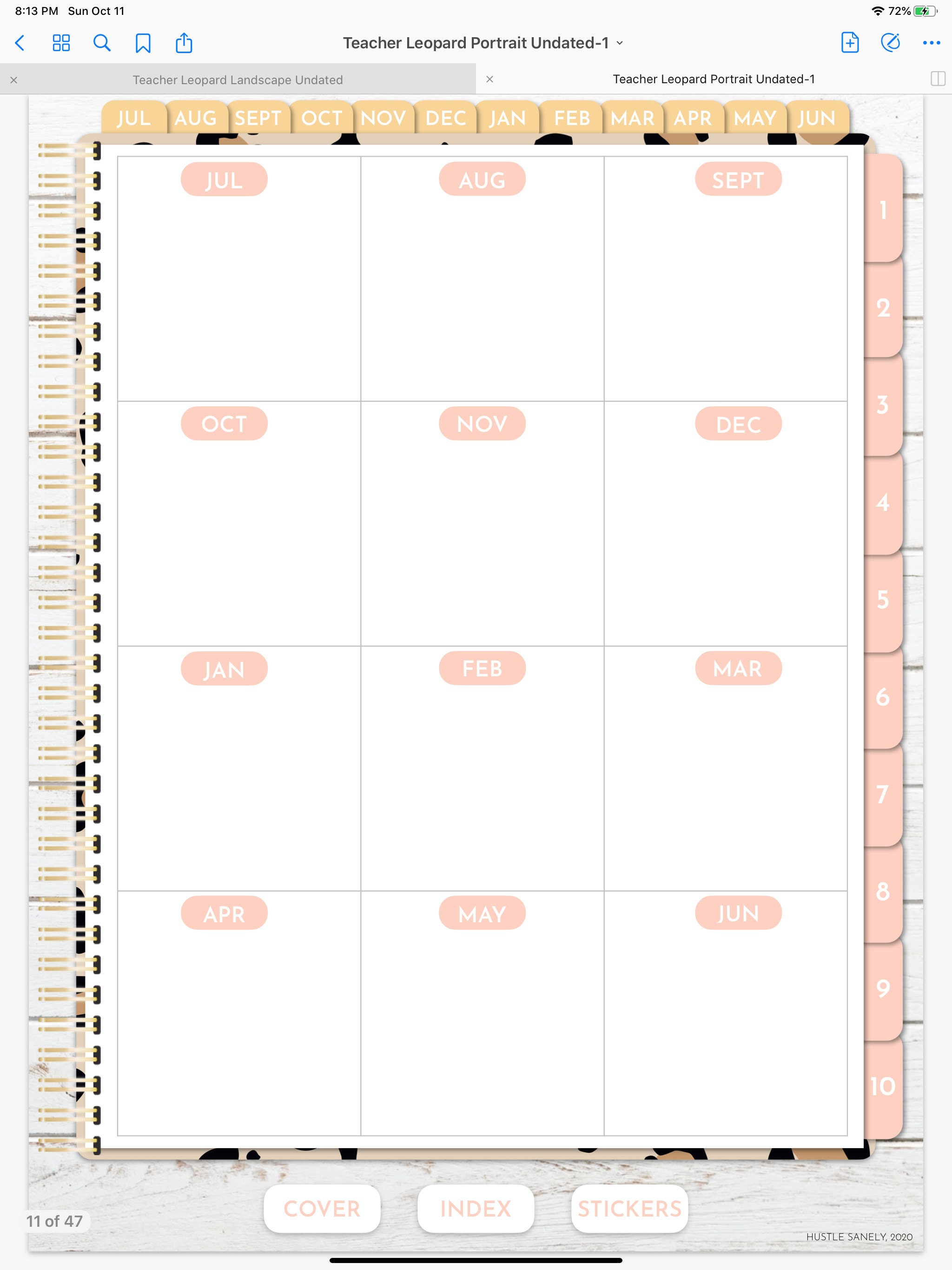 Customizable Leopard Digital Teacher Planner | Undated Portrait ...