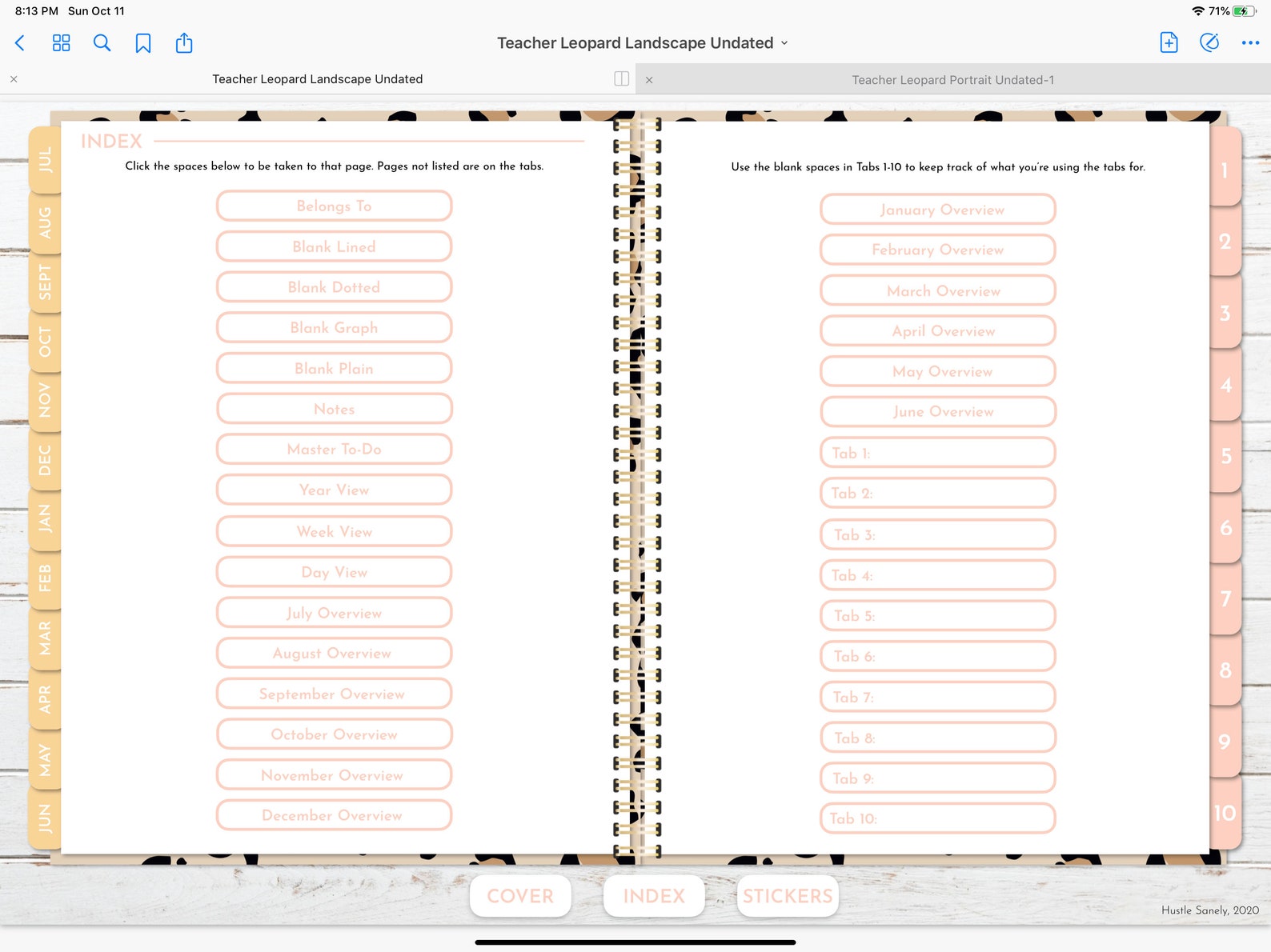 Customizable Leopard Digital Teacher Planner | Undated Landscape ...