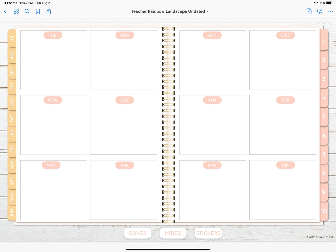 Customizable Boho Rainbow Digital Teacher Planner | Undated Landscape ...