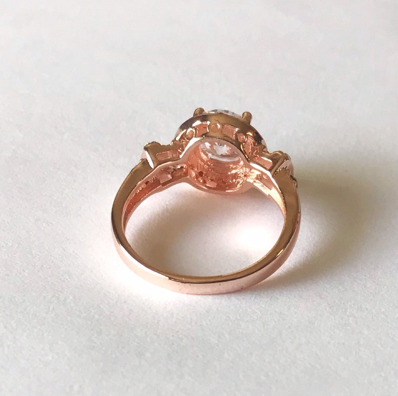 1.25ct round cut halo 14k rose gold plated engagement ring promise ring cubic zirconium engagement ring Asteria