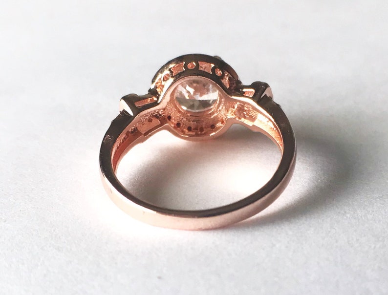 1.25ct round cut halo 14k rose gold plated engagement ring promise ring cubic zirconium engagement ring Asteria