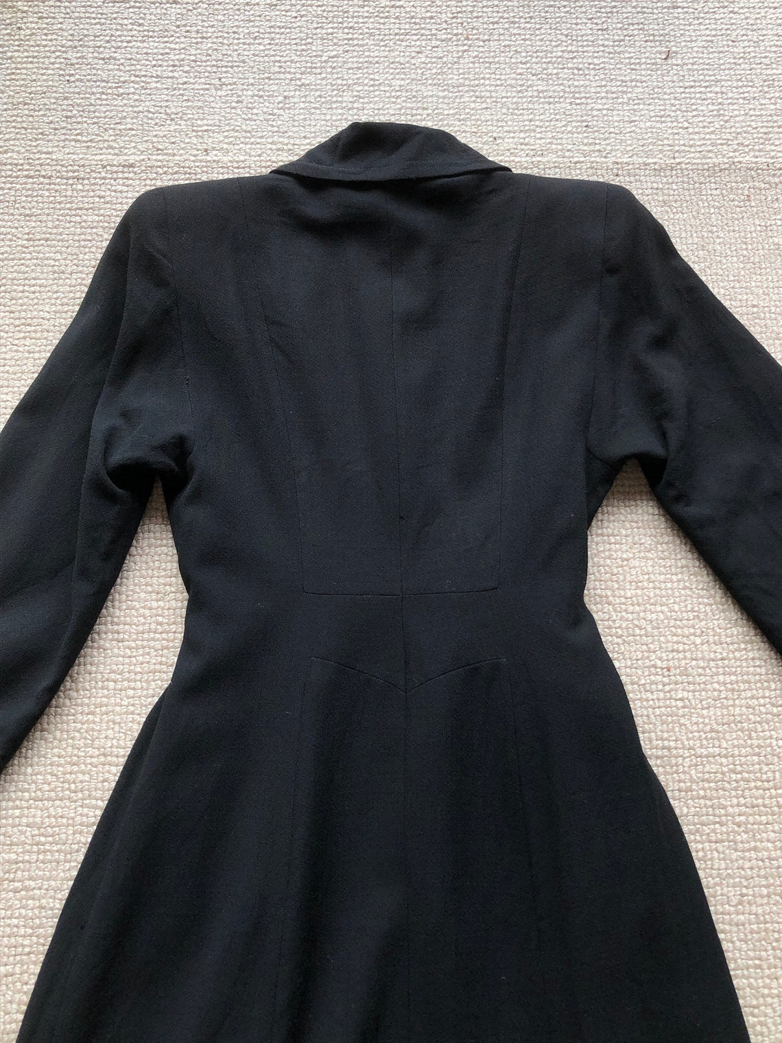 1940s Black Striped Wrap Coat
