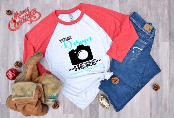 Next Level Raglan Tee Christmas Shirt Mockup