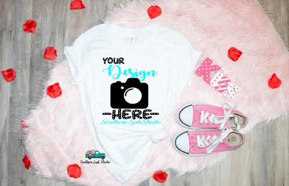 Bella Canvas 3001y White T-Shirt Mockup Valentines T-Shirt Bella Canvas 3001y White T-Shirt Mockup Valentines T-Shirt