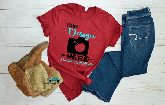 Bella Canvas 3001 Cardinal Fall Shirt Mockup Autumn