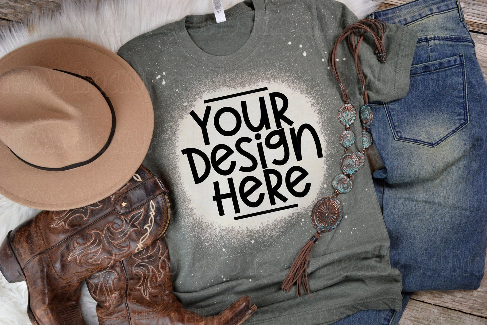 Bleached Bellacanvas 3001 Heather Orange T-shirt Mockup Country Shirt ...