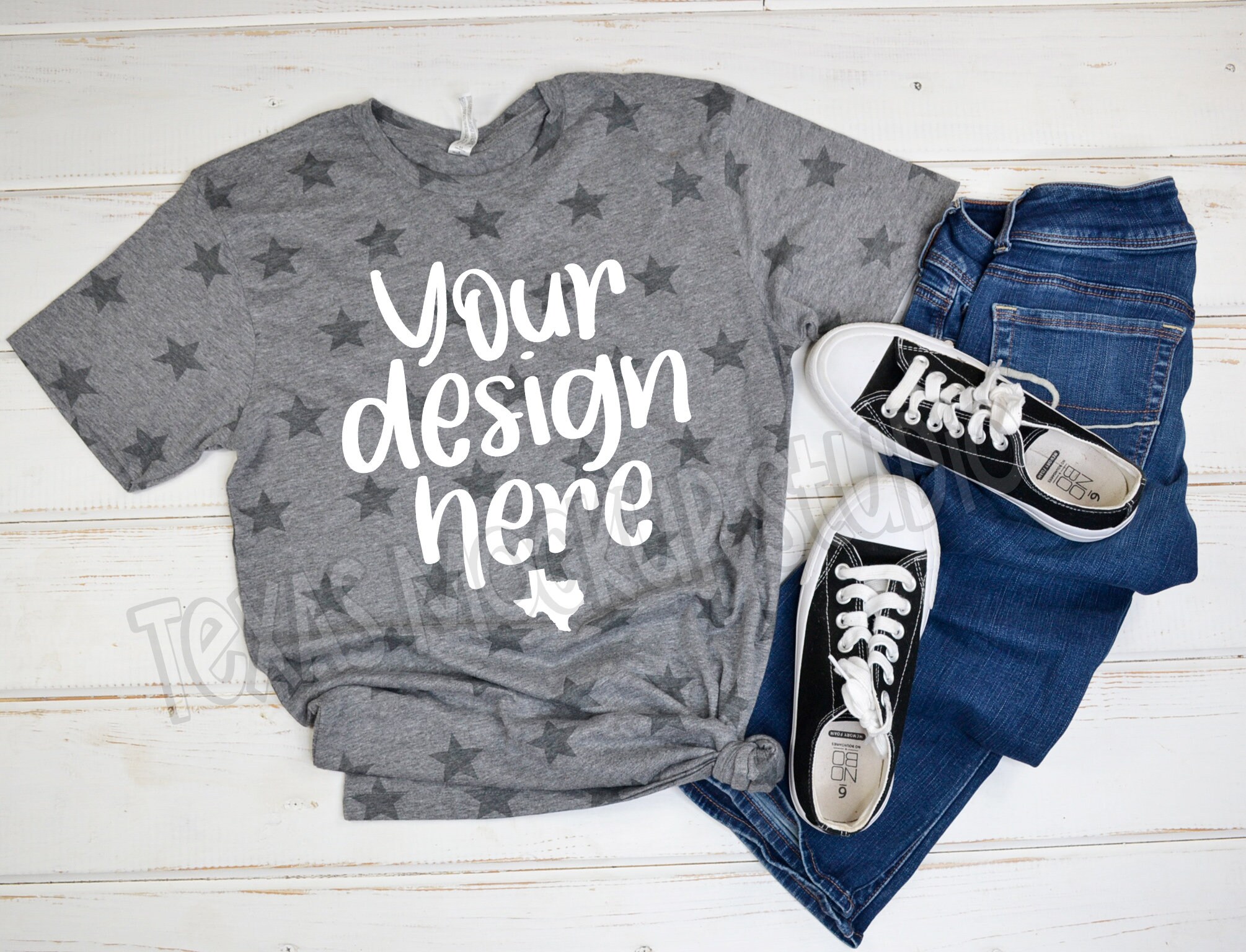 Code Five Heather Gray Star Shirt Mockup, Natural Heather Shirt, Star ...
