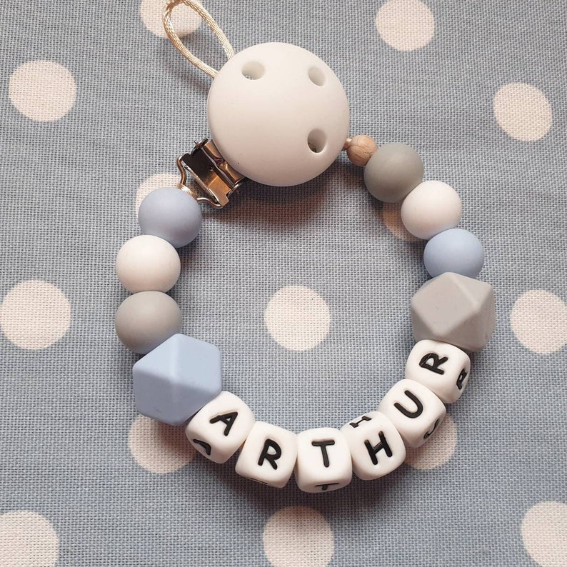 PERSONALISED DUMMY CLIP HOLDER SOOTHER WOODEN SILICONE SHOWER CHRISTENING GIFT
