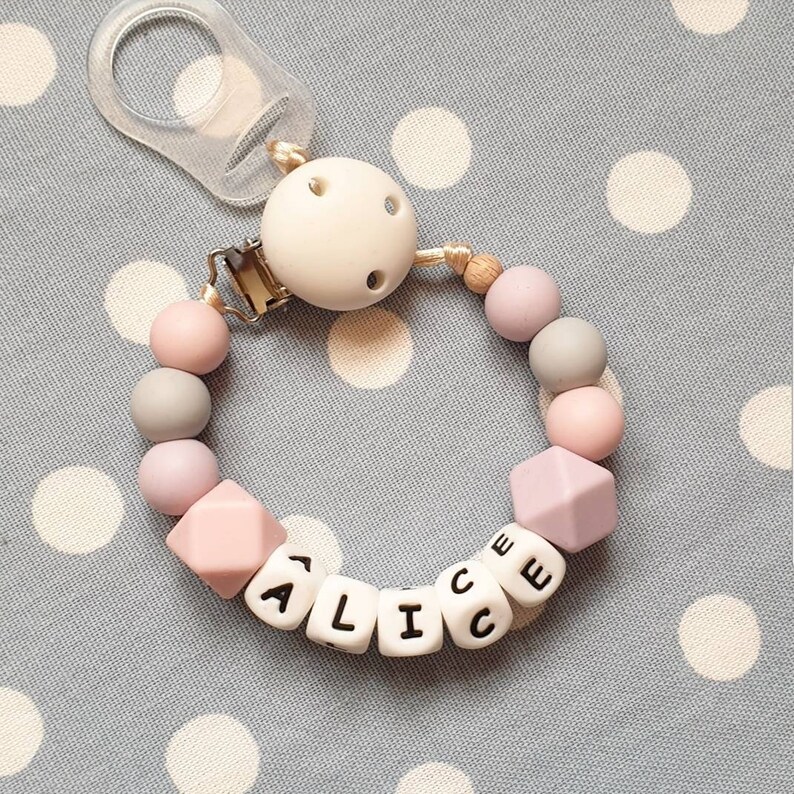PERSONALISED DUMMY CLIP HOLDER SOOTHER WOODEN SILICONE SHOWER CHRISTENING GIFT