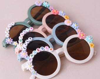 Lunettes de soleil personnalisées pour enfants uv400 | lunettes de soleil fleurs personnalisées pour fille | demoiselle d'honneur | lunettes de soleil personnalisées pour enfants | articles de fête