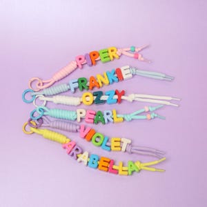 Personalised Colourful Name Letter Bag Charm, Chunky Retro Bag Charm, Rope Bag Charm, Colourful Backpack Bag Tag, Rope Bag Charm Custom Name
