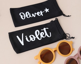 Personalised Sunglasses Pouch: Black Microfiber Soft Glasses case