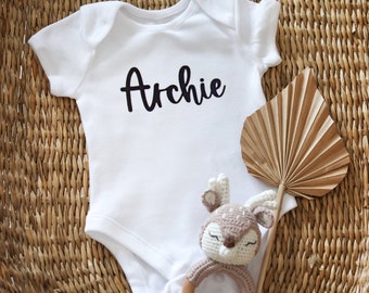 Personalised new baby bodysuit, personalised surname baby shower gift ,pregnancy announcement, personalised baby romper, baby shower gift