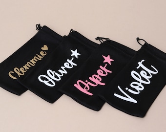 Personalised Sunglasses Pouch: Black Microfiber Sunnies Case