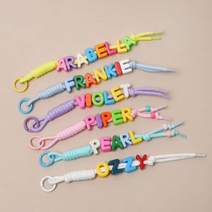 Personalised Colourful Name Letter Bag Charm, Chunky Rope Name, Custom Beaded Keychain, Colourful Bag Tag, Personalised School Bag Charm image 1