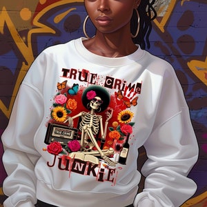 The True Crime Junkie,  Crime Junkie,  Trendy Skeleton,  Tarot cards,  Png file, Sublimation PNG