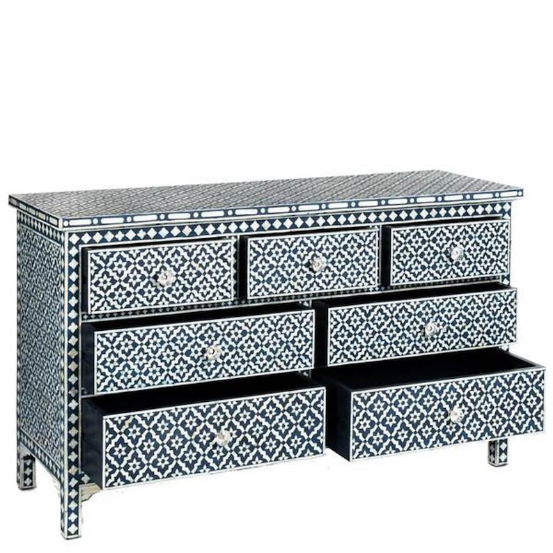 Handmade Bone Inlay 7 Chest Of Drawers Beautifully Crafted Home Decor Inlay Furniture