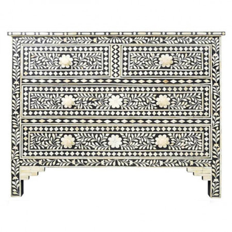 Handmade Bone Inlay 4 Chest Of Drawers Beautifully Crafted Home Decor Inlay Furniture