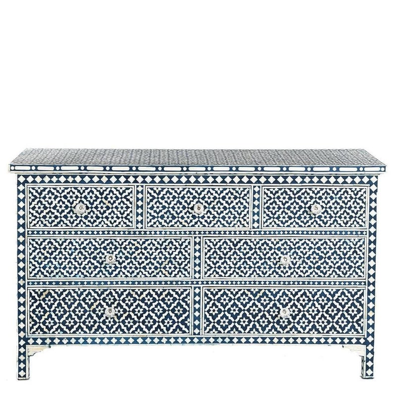 Handmade Bone Inlay 7 Chest Of Drawers Beautifully Crafted Home Decor Inlay Furniture