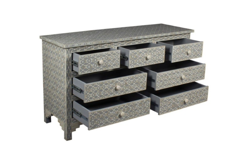 Handmade Bone Inlay 7 Chest Of Drawers Beautifully Crafted Home Decor Inlay Furniture