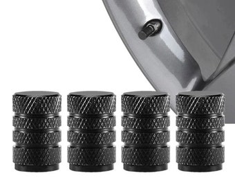 Black Barrel Aluminum Tire Valve Caps - Universal, Fits on all Vehicles