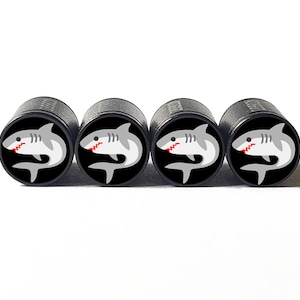 Shark  Tire Valve Caps - Black Aluminum - Set of Four