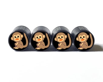 Baby Affe Reifenventil Kappen - Schwarzes Aluminium - 4er Set