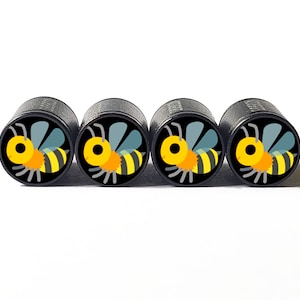 Bumblebee Tire Valve Caps - Black Aluminum - Set of Four