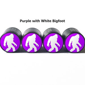 Purple Bigfoot Sasquatch Walking Tire Valve Caps