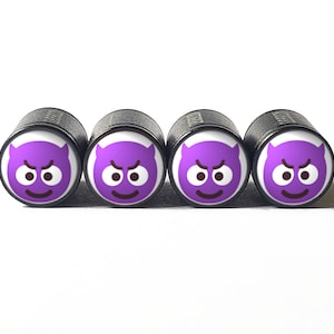 Purple Devil Tire Valve Caps - Black Aluminum - Set of Four