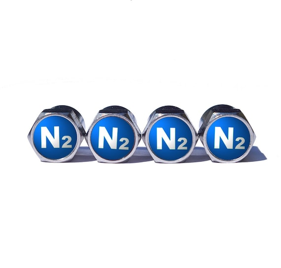 Buy Blue N2 Nitrogen style 1 Tire Valve Stem Caps Chrome Online in