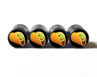 Taco Tire Valve Caps - Black Aluminum - Set of Four