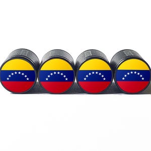 Bouchons de valve de pneu drapeau vénézuélien - Aluminium noir - Lot de quatre
