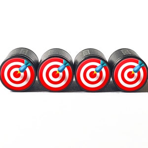 Bullseye  Tire Valve Caps - Black Aluminum - Set of Four