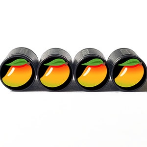 Mango  Tire Valve Caps - Black Aluminum - Set of Four