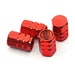 4 Black Billet Knurled Tire Valve Caps – Red Punisher Skull Design – Universal For Car/Truck/Motorcycle