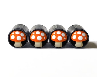 Mushroom Tire Valve Caps - Black Aluminum - Set of Four